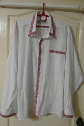 Рубашка-вышиванка с длинным рукавом белого цвета, б/у, в хорошем состоянии, одев. . фото 4