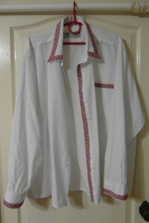 Рубашка-вышиванка с длинным рукавом белого цвета, б/у, в хорошем состоянии, одев. . фото 2