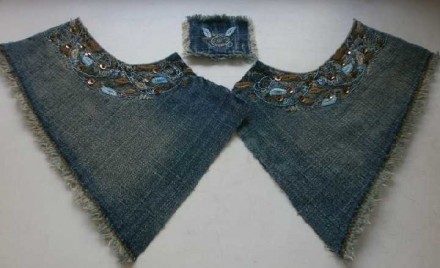 Набор декоративный для творчества, поделок джинсовая ткань с красивой вышивкой в. . фото 4