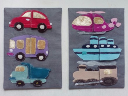 Индивидуальный текстильный коврик - пазлы ручной работы "Транспорт" для развития. . фото 2