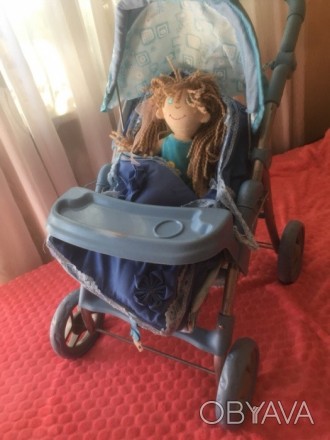 Коляска для куклы. Продаю в месте коляску, рюкзачок, самодельную люльку и куклу.. . фото 1