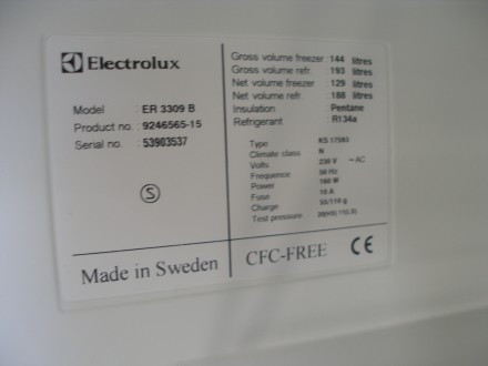 Холодильник в отличном состоянии, привезенный из Швеции, сборка - Швеция, габари. . фото 4