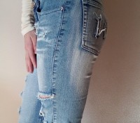 Новые джинсовые капри/бриджи на девочку 12-15 лет. Размер 27. Ткань 95% хлопок. . . фото 5
