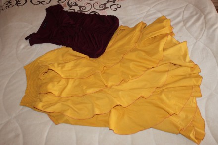 Очень-очень необычная юбка - 8 клиньев оригинального кроя и 8 воланов. Цвет - зо. . фото 2